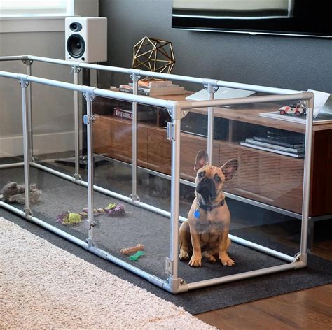 With its sturdy plastic construction, the playpen can be used both indoors and outdoors and offers 8 square feet of space for playing and running. . Indoor canine playpen